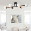 Dewdrop Modern 6-Light Semi Flush Mount Ceiling Light, Black and Gold Sputnik Chandelier with Globe Glass Shades for Living Room Bedroom Dining Room - 4 of 4