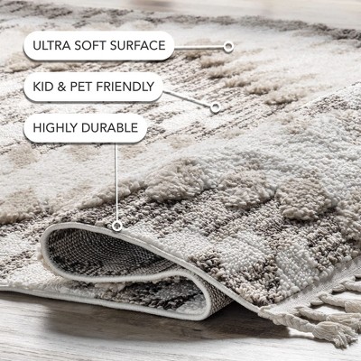 Beige Braided Spot Shag Synthetic 4' x 6' Area Rug