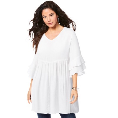 Roaman's Hand Crinkled Flutter Sleeve Tunic