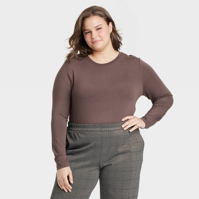 Women's Long Sleeve Brushed Knit T-shirt - A New Day™ : Target