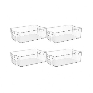 J&V TEXTILES Clear Freezer Storage Organizer Bins, Set of 4, Stackable Refrigerator Containers - 1 of 4
