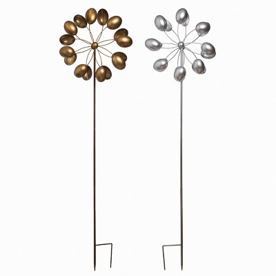 Transpac Metal Kinetic Oval Y/S Set of 2 Spring Home Decorations
