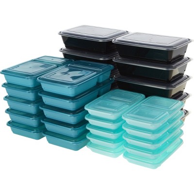 Goodcook Meal Prep 3 Compartment Rectangle White Containers + Lids - 10ct :  Target