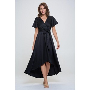 WEST K Women's Woven Georgia Faux-Wrap Dress with High-Low Hem and Tie Waist - 1 of 3