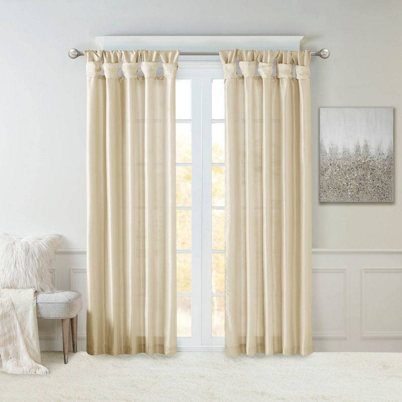 Lillian Twisted Tab Light Filtering Lined Curtain Panel, 1 of 12