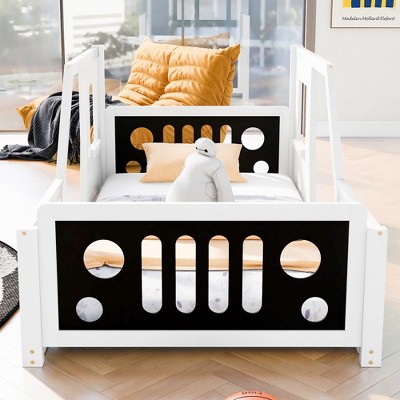 Vynxaria Twin Size Classic Car-Shaped Platform Bed with Wheels - Fun & Durable Design