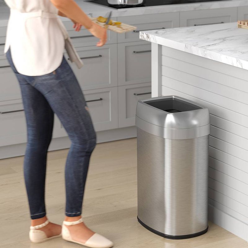 halo quality 13gal Oval Top Stainless Steel Trash Can and Recycle Bin with Dual Deodorizer, 2 of 7