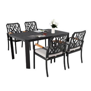 TiramisuBest 7-Piece Outdoor Patio Set - Aluminum Frame, 4 Chairs, 2 Swivel Rockers, Cushions, Rectangular Table w/Umbrella Hole (Bourbon Brown) - 1 of 4