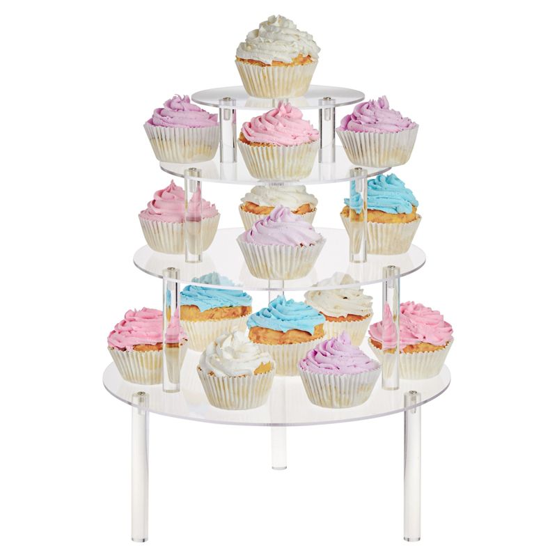 Juvale 4-Piece Round Acrylic Cake Stand for Dessert Table, Clear Cupcake Display Risers for Wedding, 4 Sizes, 3 of 11