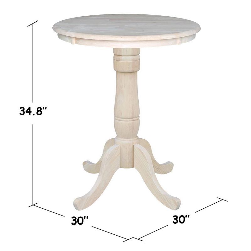 30" Round Top Pedestal Table Unfinished - International Concepts, 4 of 6