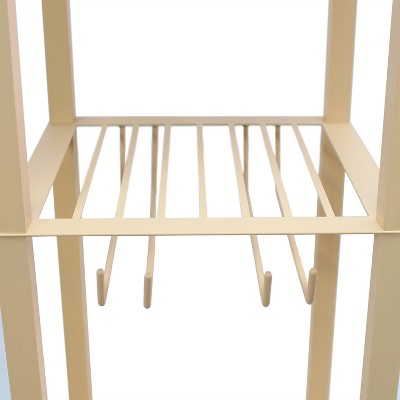 Chic White 12" Multi-Functional Wine Rack Shelf Lamp with Linen Shade