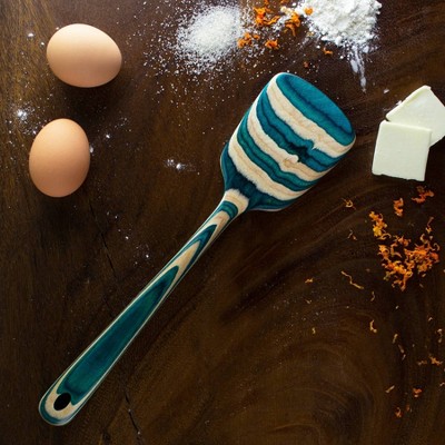 Baltique 4pc Mykonos Utensil Set: Wood Kitchen Tools, Hand Wash, Adult Cooking Utensils, Turquoise Blue — фото 7