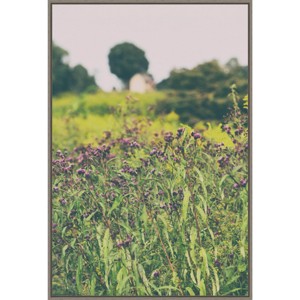 Amanti Art 23"x33" Roadside Flowers by Aledanda Framed Canvas Wall Art Print : Modern Botanical Lithograph, Polystyrene Frame - 1 of 4