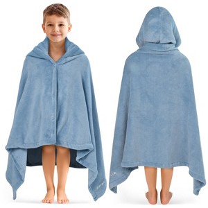 PAVILIA Coral Fleece Hooded Towel For Kids Toddler, After Shower Wrap for Beach Pool Swimming, Boys Girls 3-8 Years - 1 of 4