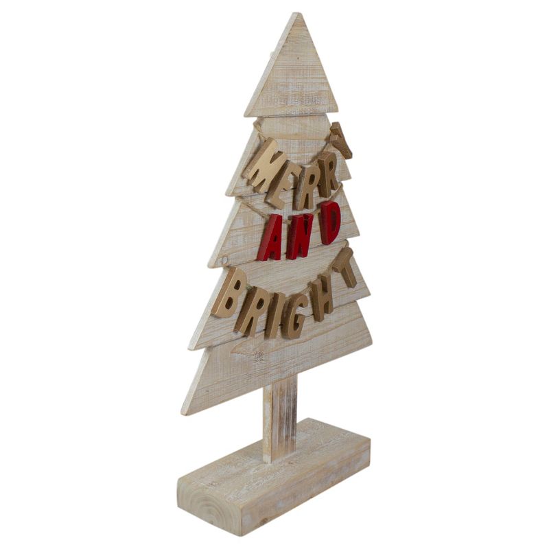 Northlight 23" Gold and Red Merry and Bright Wooden Christmas Tree Decoration, 3 of 6