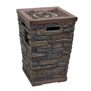 Alpine Corporation 32000 BTU Adjustable Flame Stone Look Column Gas Outdoor Fire Pit Brown - 1 of 4