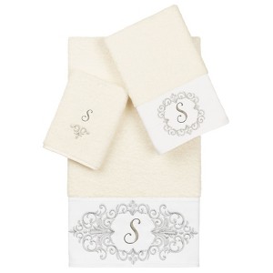 Linum Home Textiles 100% Turkish Cotton MONICA 3PC Embellished Towel Set - 1 of 4