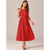 Seta T Women's Casual Ruffle Sleeveless Crewneck Pleated Flowy Belted Midi Sundresses - 3 of 4