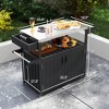 Outdoor Bar Cart with Storage, Stainless Steel Outdoor Bar Table Top, Wheeled HDPE Kitchen Island for Food Prep - 3 of 4