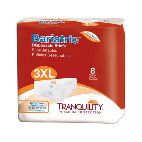 Tranquility Bariatric Disposable Brief, 34OZ Maximum Absorbancy, 3X-Large,  Pack of 8, White