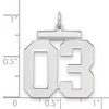 Black Bow Jewelry Sterling Silver, Athletic Collection, Large Polished Number 03 Pendant - 2 of 3