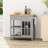 NicBex Mobile Kitchen Island Cart Multifunctional Kitchen Carts on Wheels with Storage with 1 Glass Cabinet Door and 2 Drawer  for Kitchen, Gray - 4 of 4