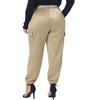 Agnes Orinda Women's Plus Size Satin Elastic Waist Athleisure Ankle Length Casual Jogger Pants - 4 of 4
