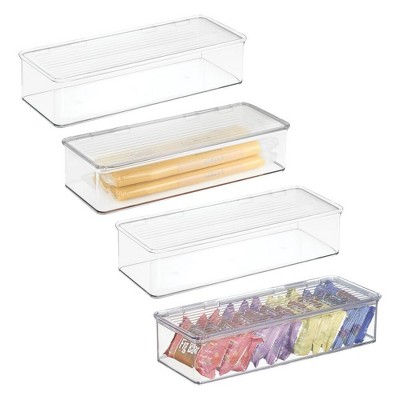 iDesign Stackable Hinged-Lid Pantry Storage Box - Set of 4 - Clear