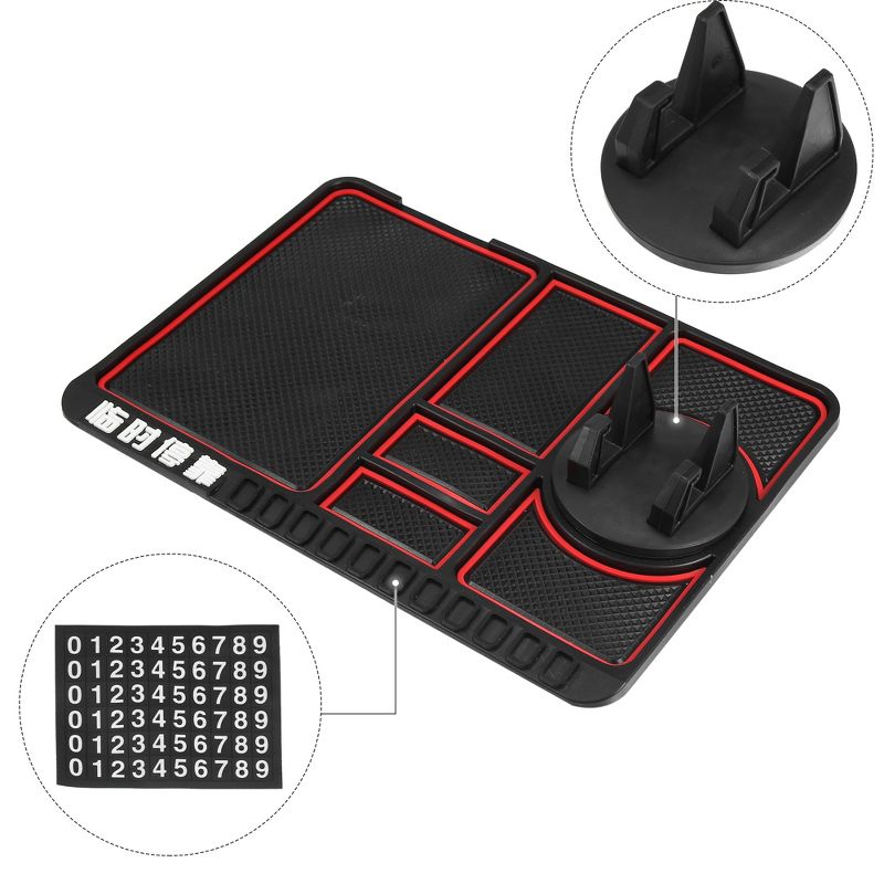 Unique Bargains Non-Slip Car Dashboard Multifunctional Keys Cell Phone Holder Pad 9.65"x7.09", 5 of 7