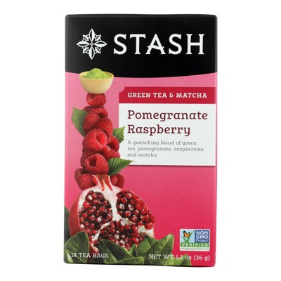 Stash Tea Pomegranate Raspberry Green with Matcha Tea - Case of 6/18 Bags