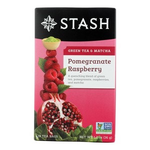 Stash Tea Pomegranate Raspberry Green with Matcha Tea - Case of 6/18 Bags - 1 of 4
