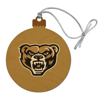 Oakland University Primary Logo Wood Christmas Tree Holiday Ornament