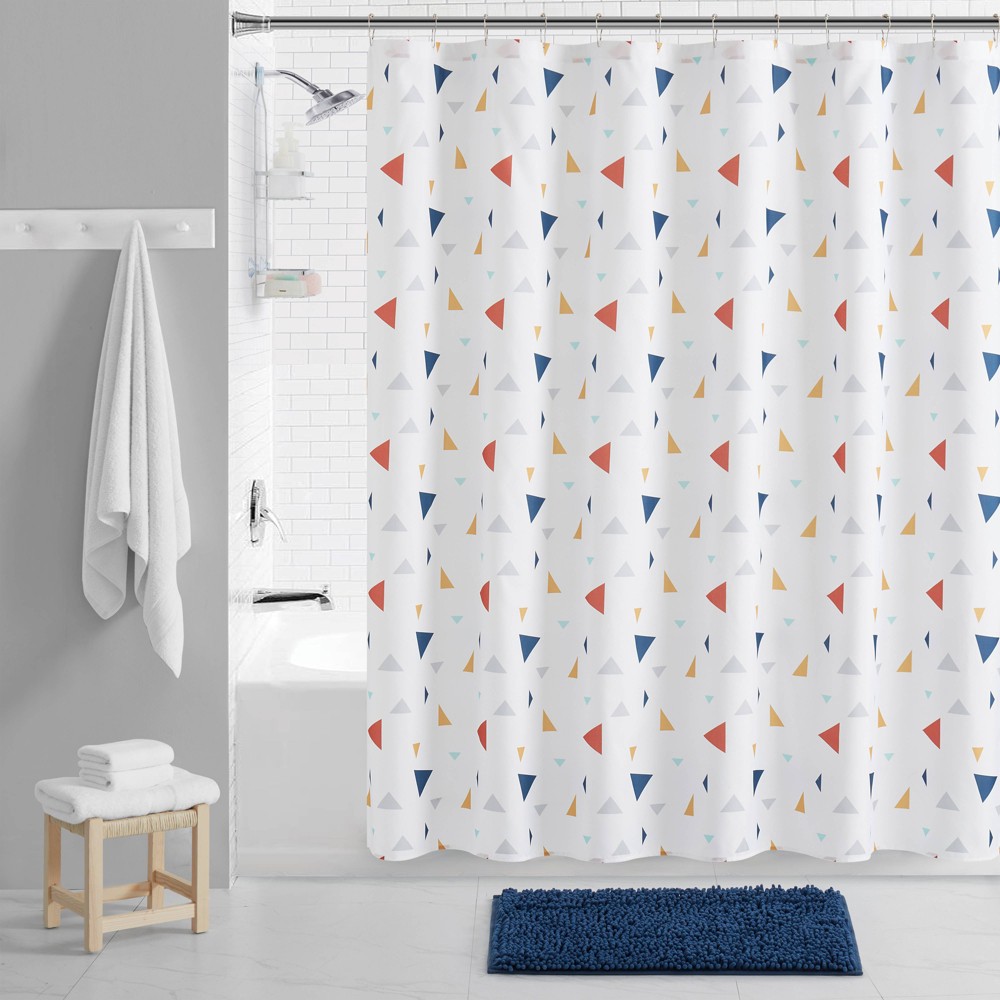 15pc Boho Triangle Shower Curtain Bundle Set Blue - Jade + Oake