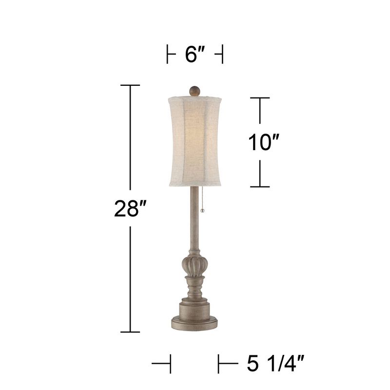 Regency Hill Traditional Buffet Table Lamps 28" Tall Set of 2 Natural Candlestick Cream Bell Shade for Dining Room, 4 of 10