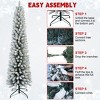 Artificial 5ft Flocked pencil Christmas Tree with 263 PVC Branch Tips, 100L Warm white led, Foldable Base for Indoor Holiday Decorating - 3 of 4