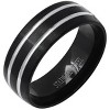 Steeltime Men's two tone black ip and stainless steel band ring. Size 9-12 - 2 of 4