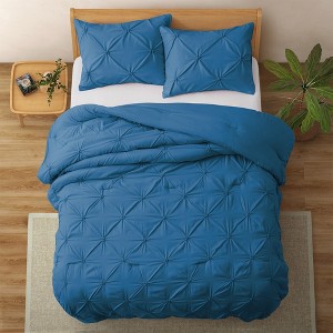 Peace Nest 3 Pieces Pinch Pleat Comforter and Pillowcases Set, Soft Lightweight Fluffy All Season Bedding Set - 1 of 4