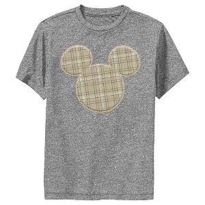 Boy's Disney Mickey Mouse Plaid Silhouette Performance Tee - 1 of 4