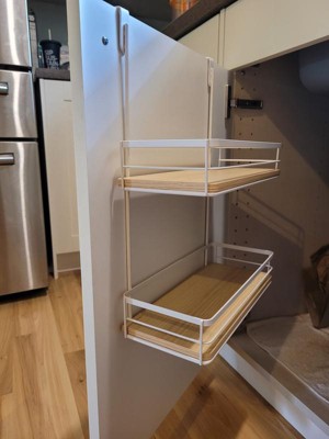 Over the Cabinet Tiered Shelves with Wood Matte White - Brightroom™