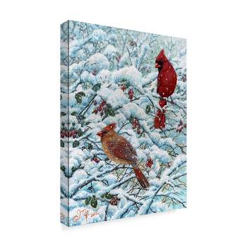 Trademark Fine Art -Jeff Tift 'Winter Cardinal Painting' Canvas Art