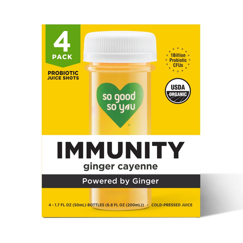 So Good So You Immunity Ginger Cayenne Organic Probiotic Juice Shots - 4ct/1.7 fl oz