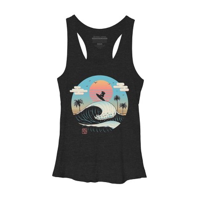 Women's Design By Humans Summer Big Wave Surf Vibes By vincenttrinidad Racerback Tank Top