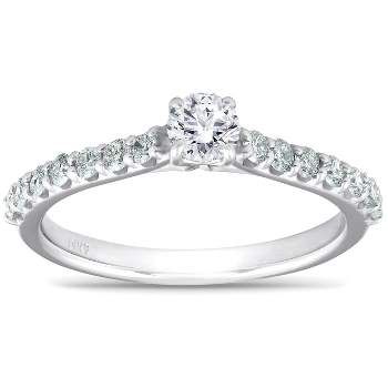 Pompeii3 3/4 Ct TDW Diamond Side Stone Engagement Ring 14k White Gold