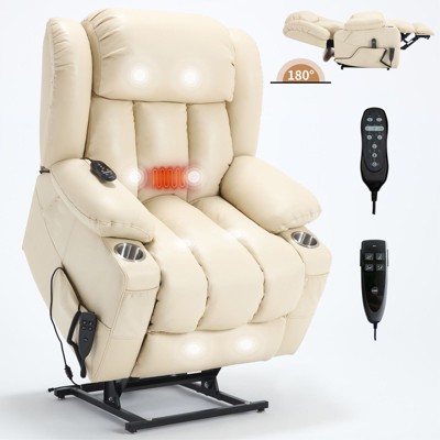 NicBex Faux Leather Lift Recliner Chair for Elderly,Massage Chairs with Vibration Massage and Lumbar Heating,Reclining Chairs for Living Room