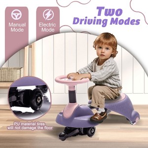 6V Kids Ride On Wiggle Car Electric Toy Flashing PU Wheels 360¡ã Rotating Steering Wheel Bluetooth Speed 3.11MPH for Kids 3+ Years - 1 of 4