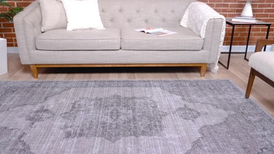 Ivory Floral Chenille Washable Runner Rug