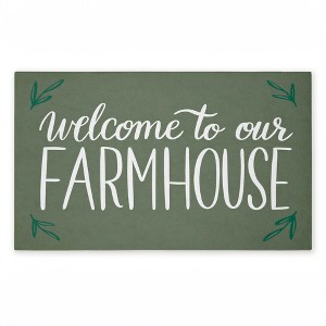 Stupell Industries Farmhouse Welcome with Sprigs Printed Outdoor Door Mat, design by Amanda McGee, 18"x30" - 1 of 4