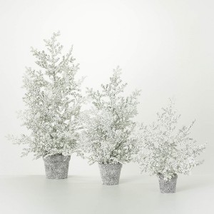 19"H, 23"H & 32"H Sullivans Artificial Frosted Juniper Tabletop Christmas Trees Set of 3, White, Indoor Christmas Decor - 1 of 3