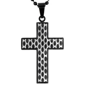 Crucible Men's Graphic Cross Black Plated Stainless Steel Necklace - 24" - 1 of 3