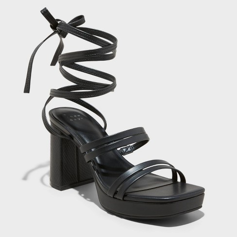 Large size heels - size 44 EU  Ankle strap sandals heels, Heels, Black  shoes heels